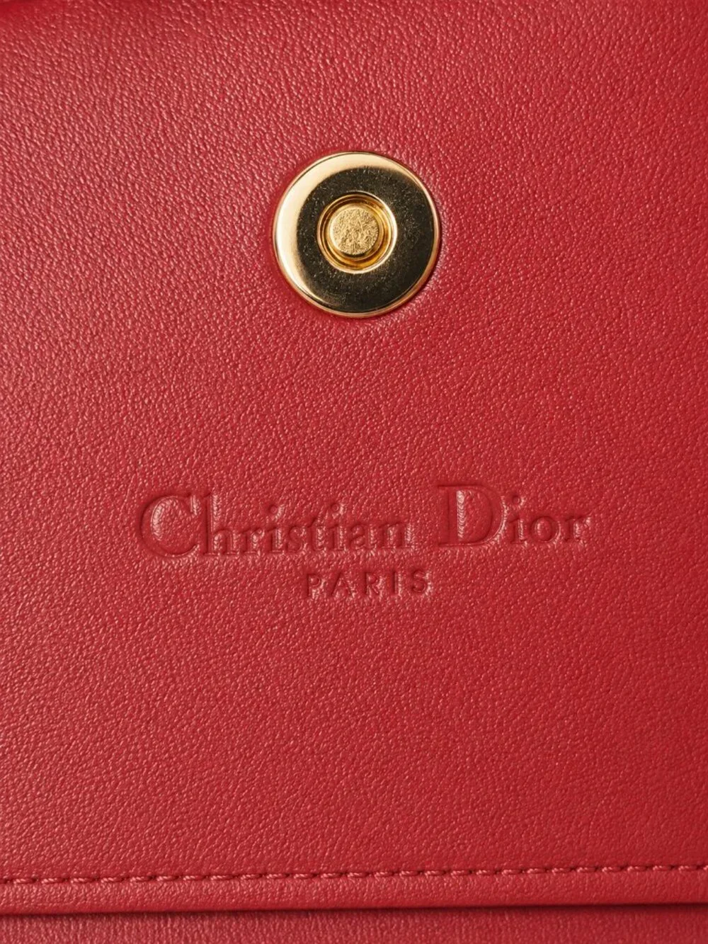 Christian Dior Lady Dior Cannage Quilted Red Leather Wallet w/ Gold Charms - New
